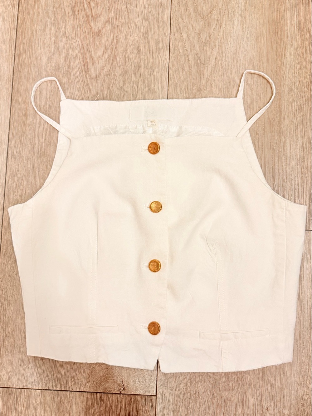 Zara Cream Button-Front Cropped Camisole